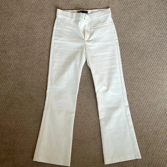 Zara Fitted Ankle Length Mini Flare Trouser  | Size S White - Picture 1 of 6